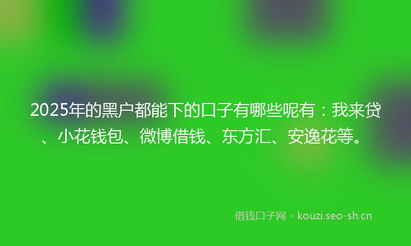 2025年的黑户都能下的口子有哪些呢有：我来贷、小花钱包、微博借钱、东方汇、安逸花等。