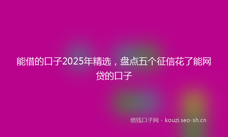 能借的口子2025年精选，盘点五个征信花了能网贷的口子