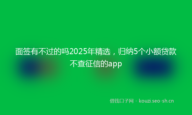 面签有不过的吗2025年精选，归纳5个小额贷款不查征信的app