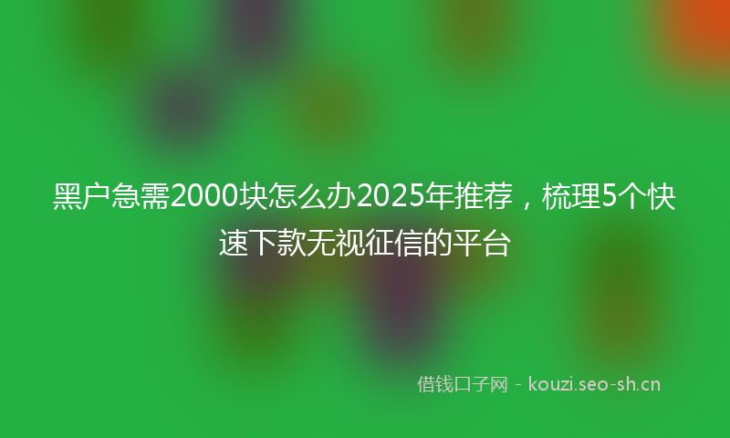 黑户急需2000块怎么办2025年推荐，梳理5个快速下款无视征信的平台