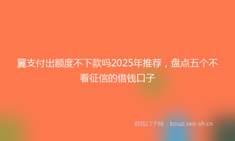 翼支付出额度不下款吗2025年推荐，盘点五个不看征信的借钱口子
