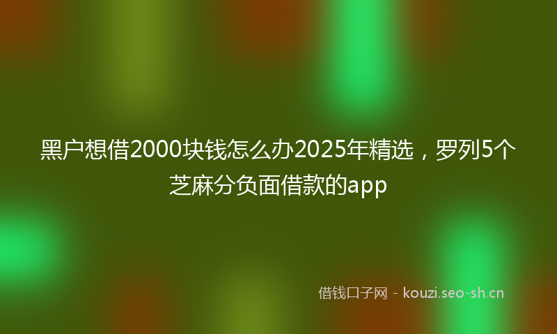 黑户想借2000块钱怎么办2025年精选，罗列5个芝麻分负面借款的app