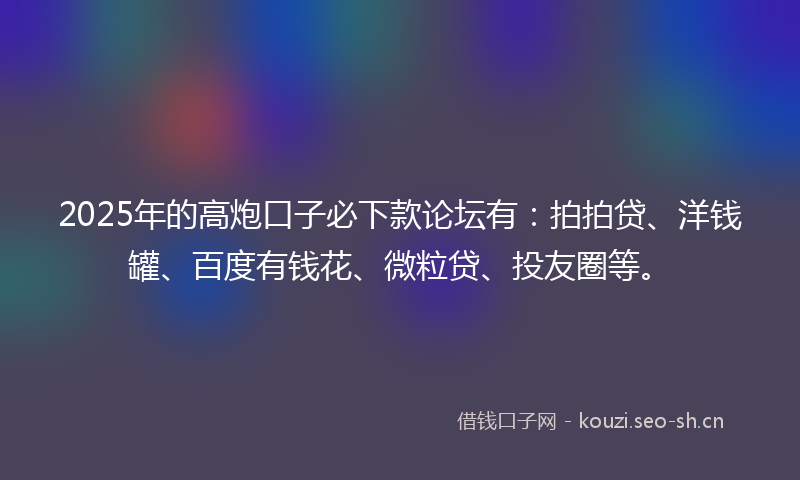 2025年的高炮口子必下款论坛有：拍拍贷、洋钱罐、百度有钱花、微粒贷、投友圈等。