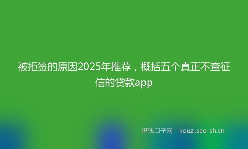 被拒签的原因2025年推荐，概括五个真正不查征信的贷款app