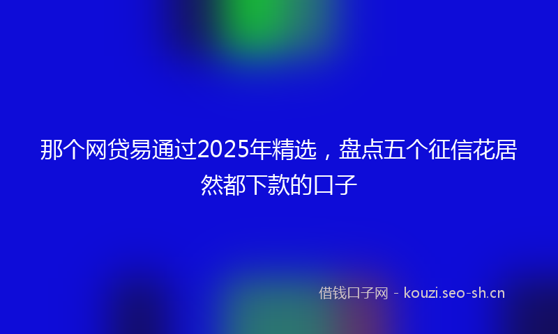那个网贷易通过2025年精选，盘点五个征信花居然都下款的口子
