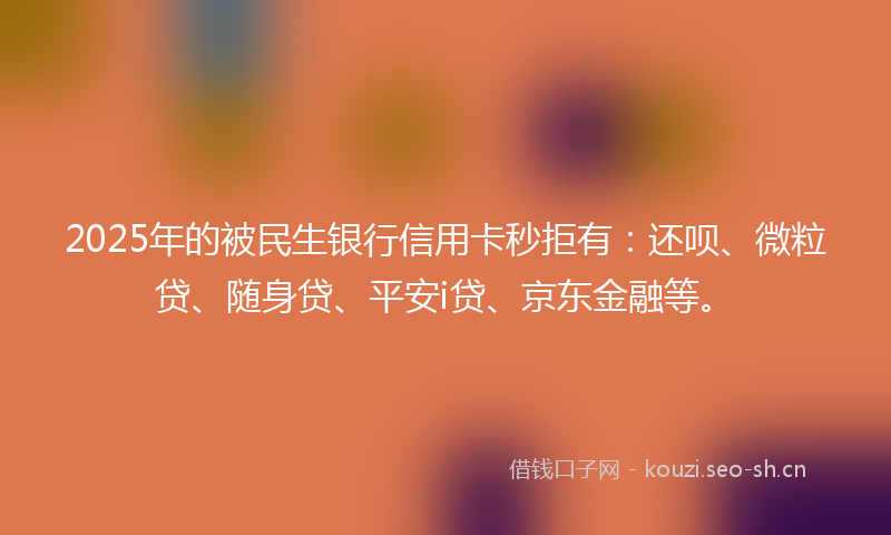 2025年的被民生银行信用卡秒拒有：还呗、微粒贷、随身贷、平安i贷、京东金融等。