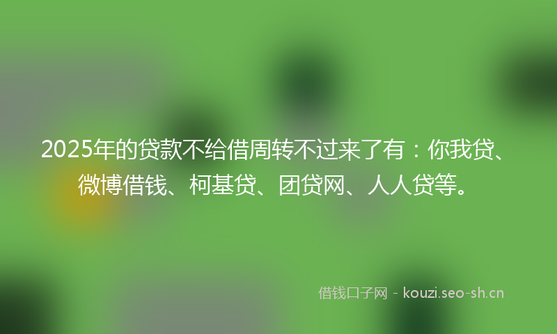 2025年的贷款不给借周转不过来了有：你我贷、微博借钱、柯基贷、团贷网、人人贷等。