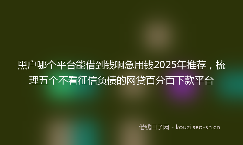 黑户哪个平台能借到钱啊急用钱2025年推荐，梳理五个不看征信负债的网贷百分百下款平台
