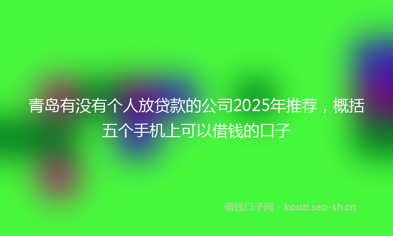 青岛有没有个人放贷款的公司2025年推荐，概括五个手机上可以借钱的口子