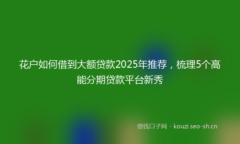花户如何借到大额贷款2025年推荐，梳理5个高能分期贷款平台新秀