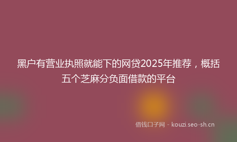 黑户有营业执照就能下的网贷2025年推荐，概括五个芝麻分负面借款的平台