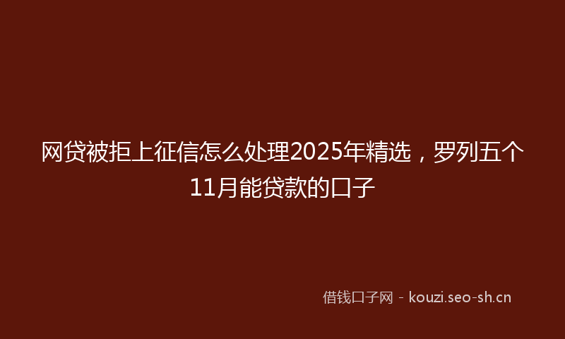 网贷被拒上征信怎么处理2025年精选，罗列五个11月能贷款的口子