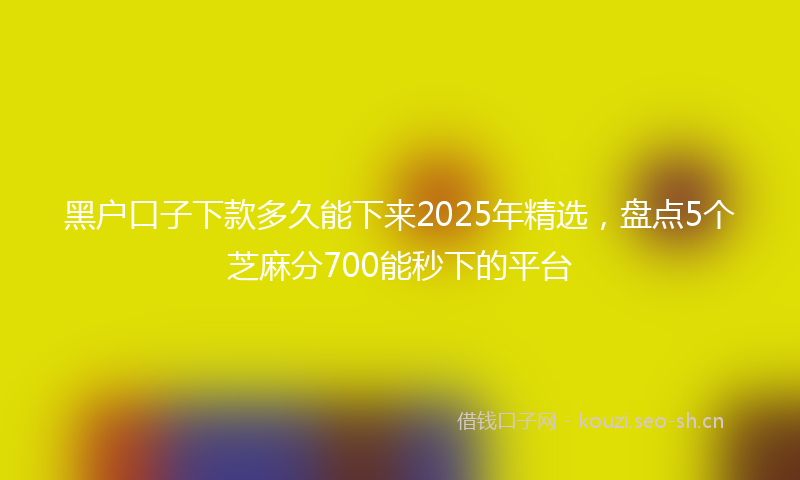 黑户口子下款多久能下来2025年精选，盘点5个芝麻分700能秒下的平台