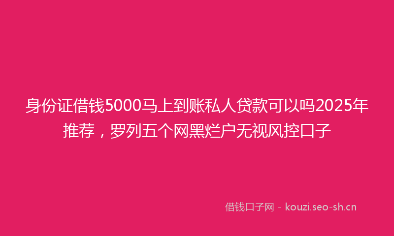 身份证借钱5000马上到账私人贷款可以吗2025年推荐，罗列五个网黑烂户无视风控口子