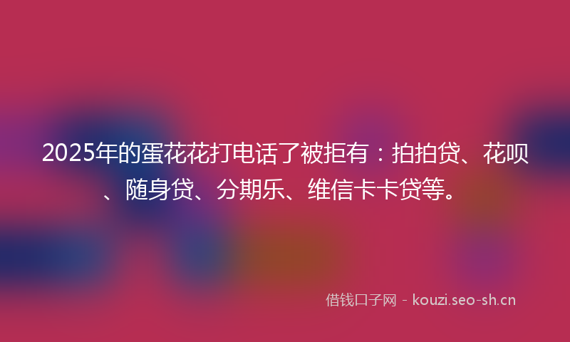 2025年的蛋花花打电话了被拒有：拍拍贷、花呗、随身贷、分期乐、维信卡卡贷等。