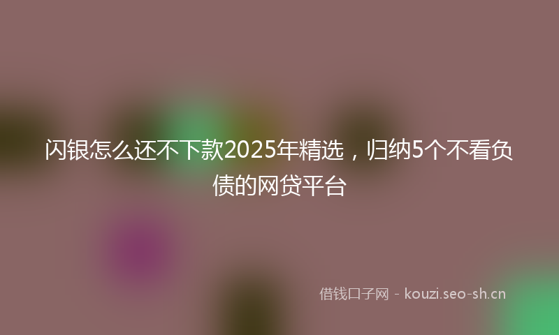 闪银怎么还不下款2025年精选，归纳5个不看负债的网贷平台
