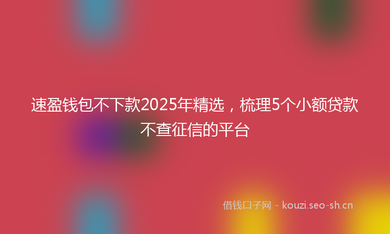 速盈钱包不下款2025年精选，梳理5个小额贷款不查征信的平台
