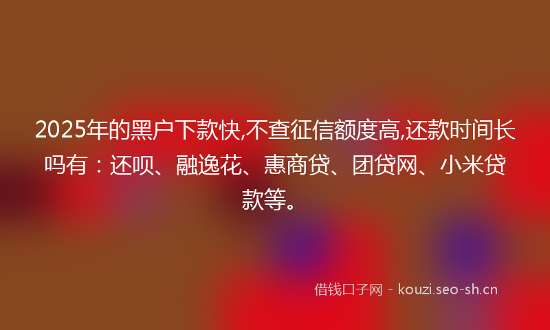 2025年的黑户下款快,不查征信额度高,还款时间长吗有：还呗、融逸花、惠商贷、团贷网、小米贷款等。