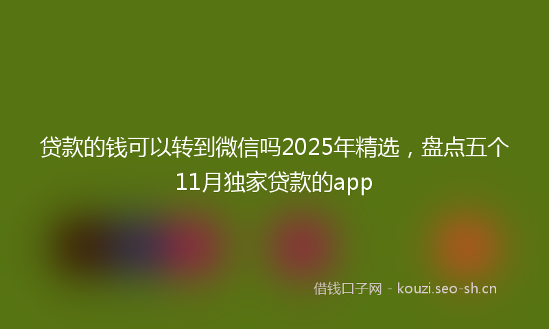 贷款的钱可以转到微信吗2025年精选，盘点五个11月独家贷款的app