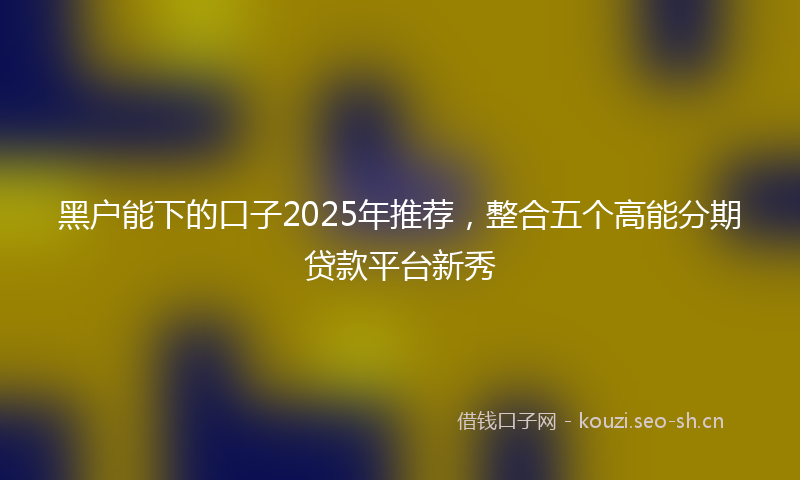 黑户能下的口子2025年推荐，整合五个高能分期贷款平台新秀