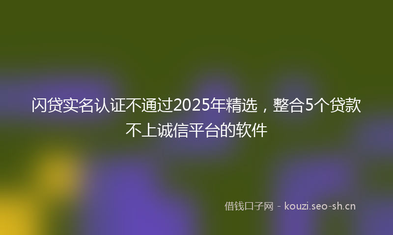闪贷实名认证不通过2025年精选，整合5个贷款不上诚信平台的软件