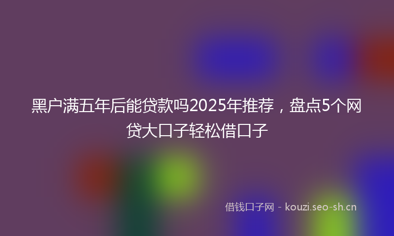 黑户满五年后能贷款吗2025年推荐，盘点5个网贷大口子轻松借口子