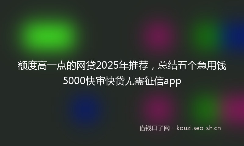 额度高一点的网贷2025年推荐，总结五个急用钱5000快审快贷无需征信app