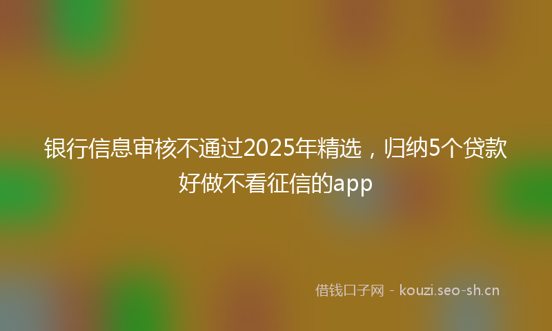 银行信息审核不通过2025年精选，归纳5个贷款好做不看征信的app