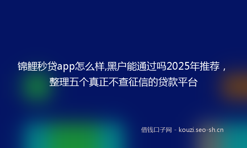 锦鲤秒贷app怎么样,黑户能通过吗2025年推荐，整理五个真正不查征信的贷款平台