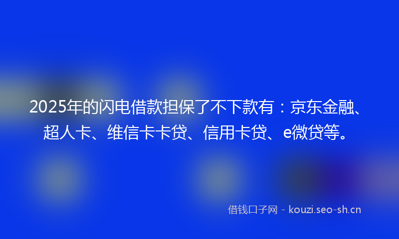 2025年的闪电借款担保了不下款有：京东金融、超人卡、维信卡卡贷、信用卡贷、e微贷等。