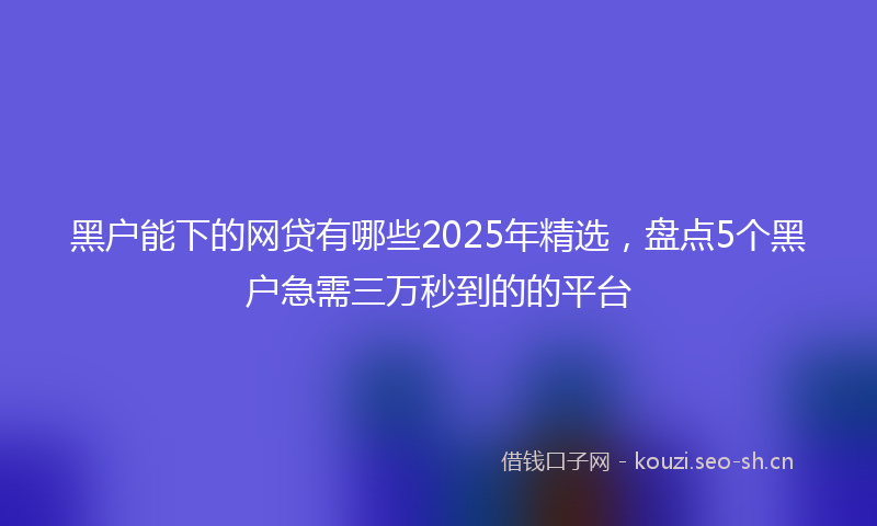 黑户能下的网贷有哪些2025年精选，盘点5个黑户急需三万秒到的的平台