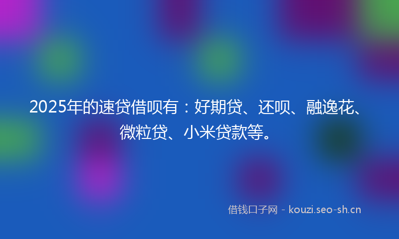 2025年的速贷借呗有：好期贷、还呗、融逸花、微粒贷、小米贷款等。