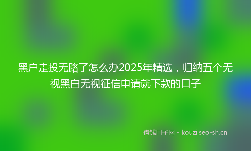 黑户走投无路了怎么办2025年精选，归纳五个无视黑白无视征信申请就下款的口子