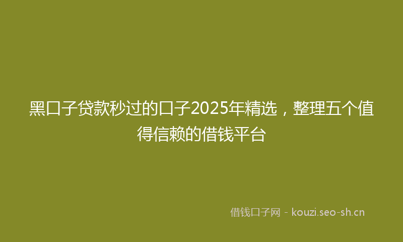 黑口子贷款秒过的口子2025年精选，整理五个值得信赖的借钱平台