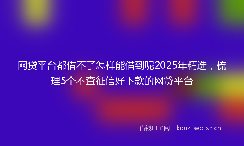 网贷平台都借不了怎样能借到呢2025年精选，梳理5个不查征信好下款的网贷平台