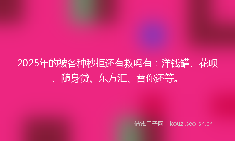 2025年的被各种秒拒还有救吗有：洋钱罐、花呗、随身贷、东方汇、替你还等。