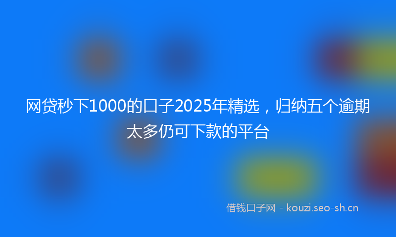 网贷秒下1000的口子2025年精选，归纳五个逾期太多仍可下款的平台