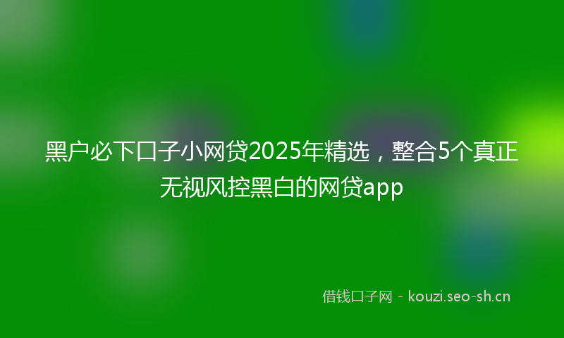 黑户必下口子小网贷2025年精选，整合5个真正无视风控黑白的网贷app