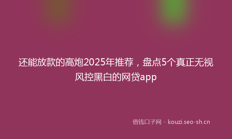 还能放款的高炮2025年推荐，盘点5个真正无视风控黑白的网贷app