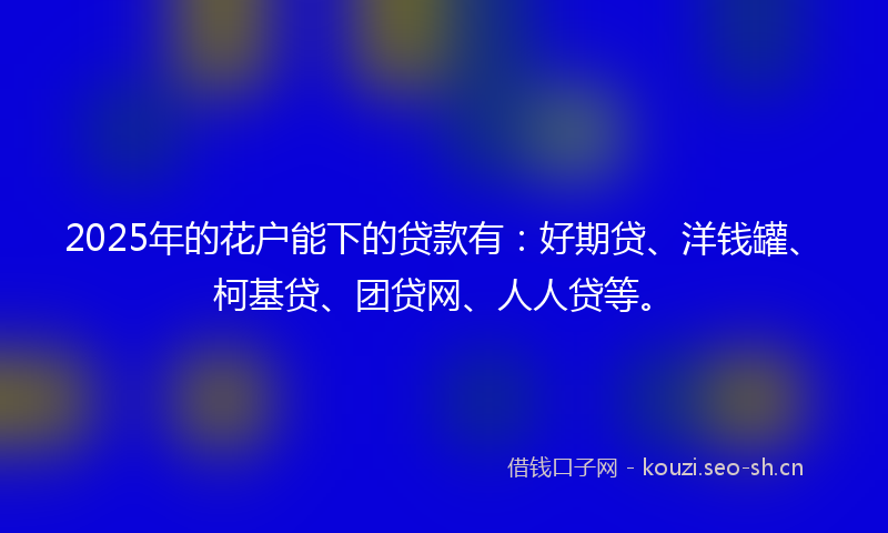 2025年的花户能下的贷款有：好期贷、洋钱罐、柯基贷、团贷网、人人贷等。
