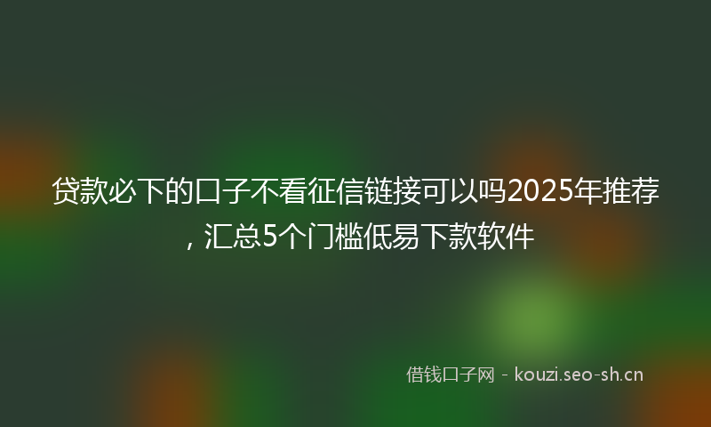 贷款必下的口子不看征信链接可以吗2025年推荐，汇总5个门槛低易下款软件