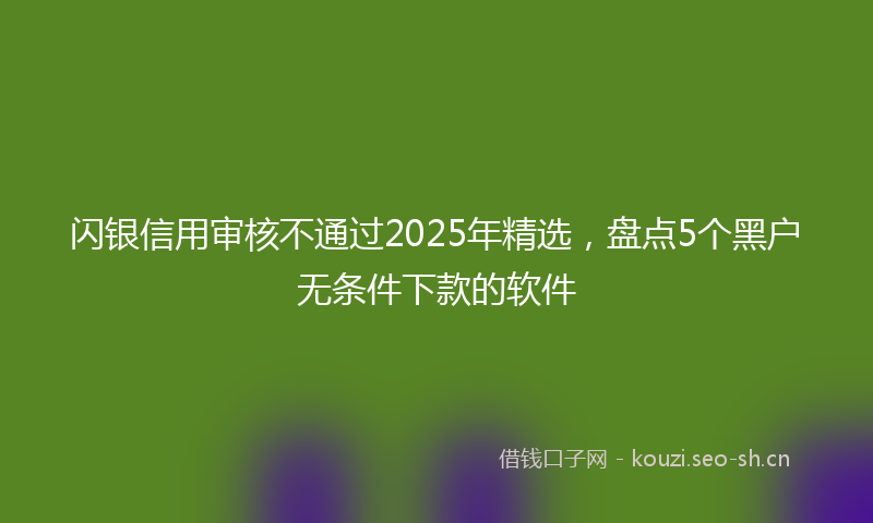 闪银信用审核不通过2025年精选，盘点5个黑户无条件下款的软件