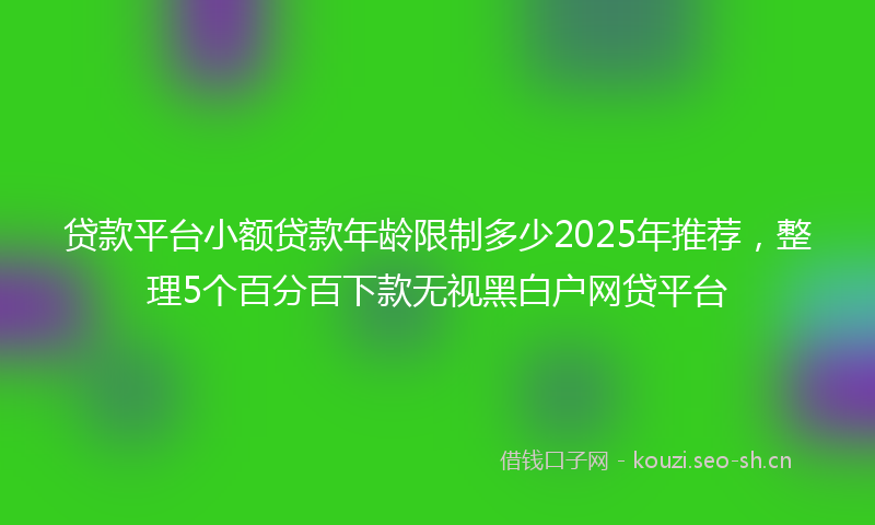 贷款平台小额贷款年龄限制多少2025年推荐，整理5个百分百下款无视黑白户网贷平台