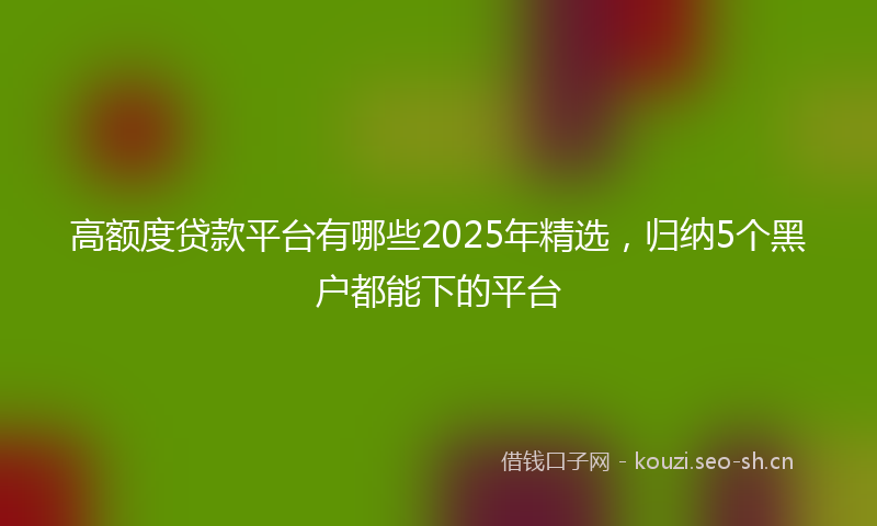 高额度贷款平台有哪些2025年精选，归纳5个黑户都能下的平台