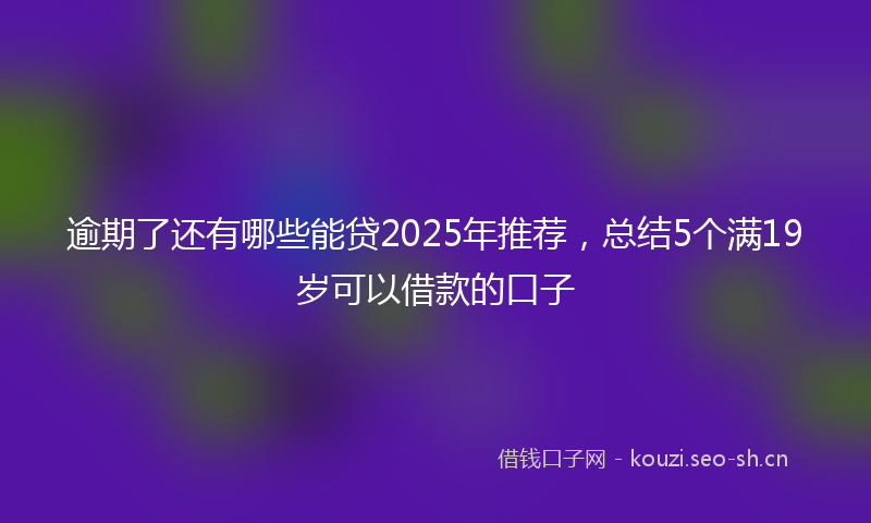 逾期了还有哪些能贷2025年推荐，总结5个满19岁可以借款的口子
