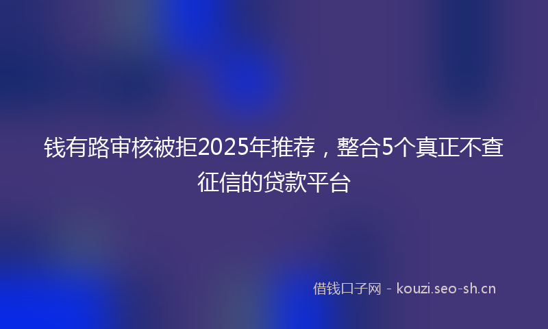 钱有路审核被拒2025年推荐，整合5个真正不查征信的贷款平台