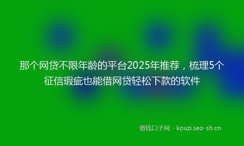 那个网贷不限年龄的平台2025年推荐，梳理5个征信瑕疵也能借网贷轻松下款的软件