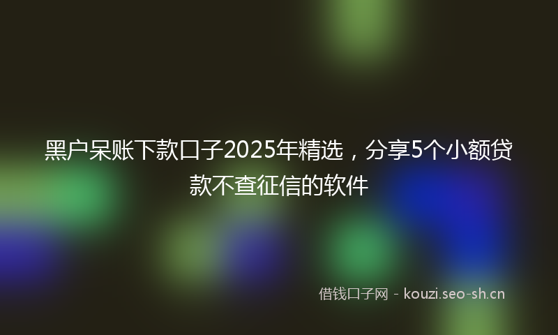 黑户呆账下款口子2025年精选，分享5个小额贷款不查征信的软件