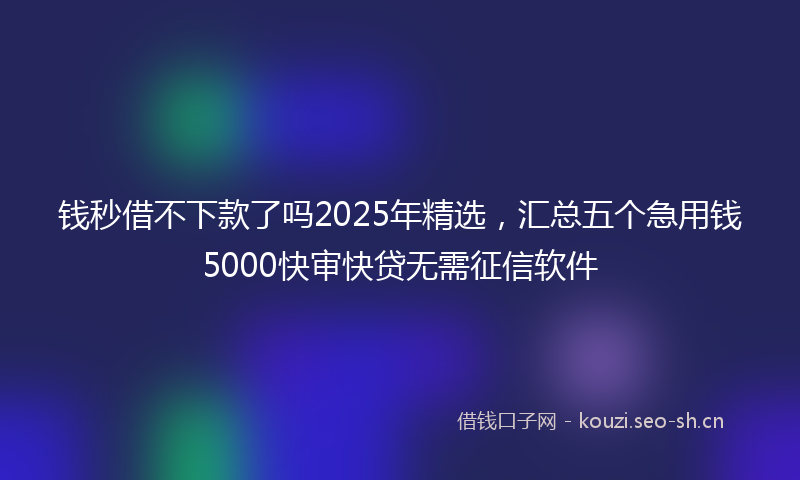 钱秒借不下款了吗2025年精选，汇总五个急用钱5000快审快贷无需征信软件
