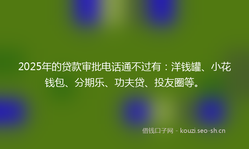 2025年的贷款审批电话通不过有：洋钱罐、小花钱包、分期乐、功夫贷、投友圈等。